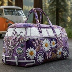 Purple Floral Travel Bag with Butterflies